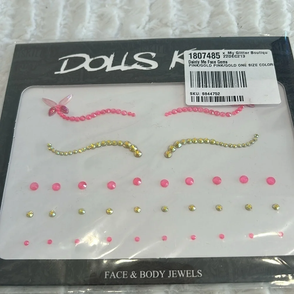 Dolls KillCandy factory dark pink body gems dainty me face gems pink gold